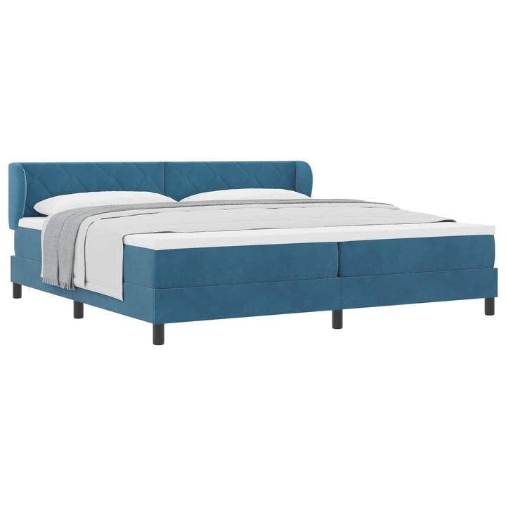 Box spring seng med madras Mørkeblå 200 x 200 cm Fløjl