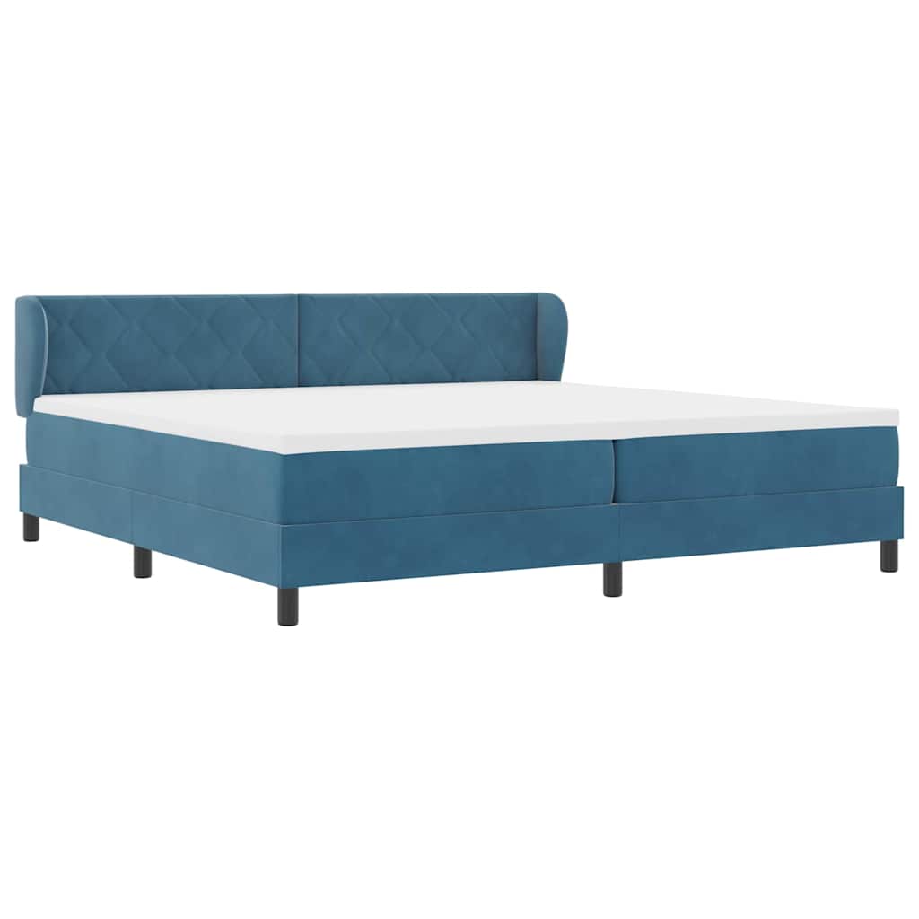 Box spring seng med madras Mørkeblå 200 x 200 cm Fløjl