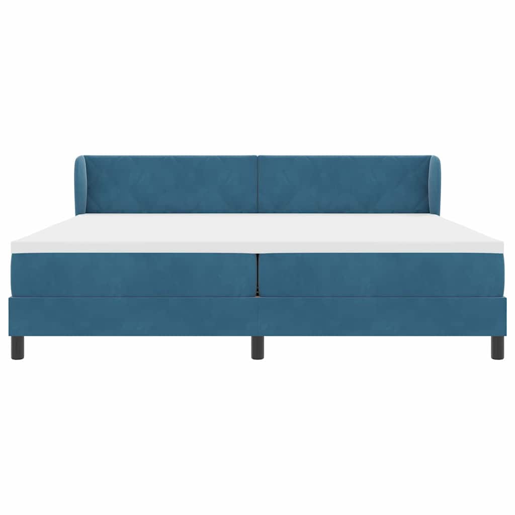 Box spring seng med madras Mørkeblå 200 x 200 cm Fløjl