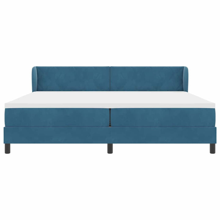 Box spring seng med madras Mørkeblå 200 x 200 cm Fløjl
