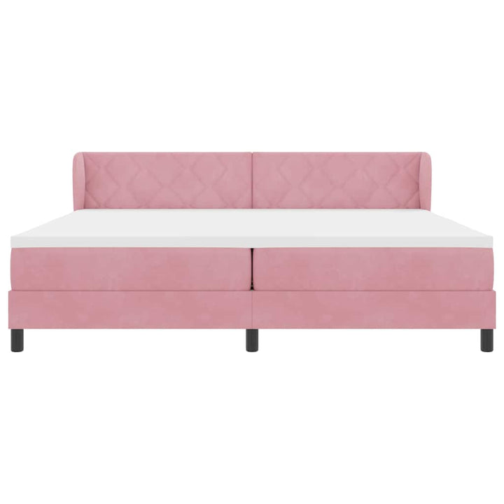 Box spring seng med hovedgærde Lyserød 200 x 200 cm Fløjl