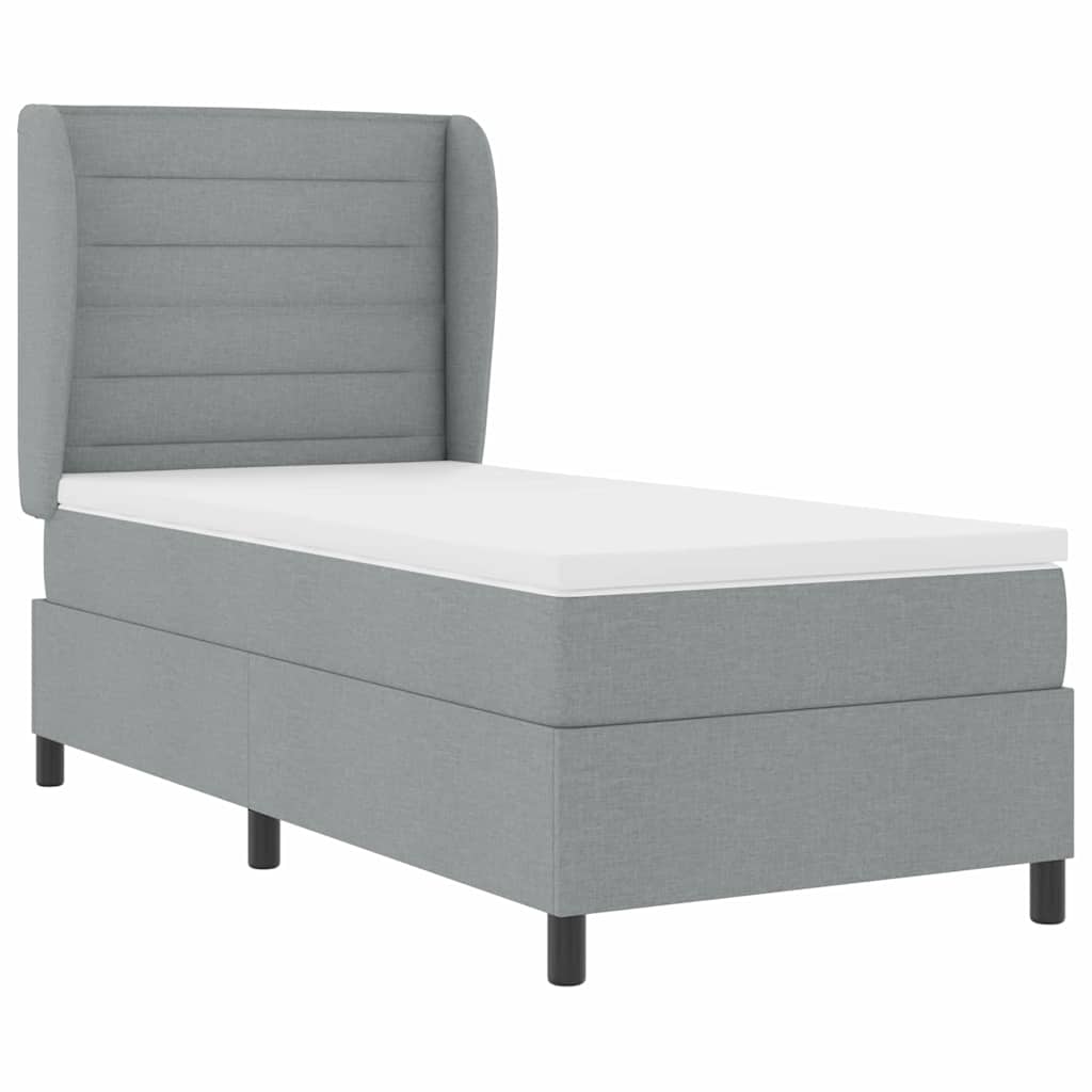 Box spring seng med madras Lysegrå 80 x 200 cm Stof