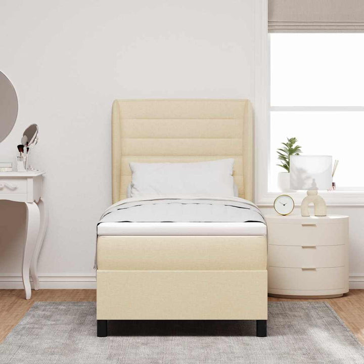 Box spring seng med madras Creme 80 x 200 cm Stof