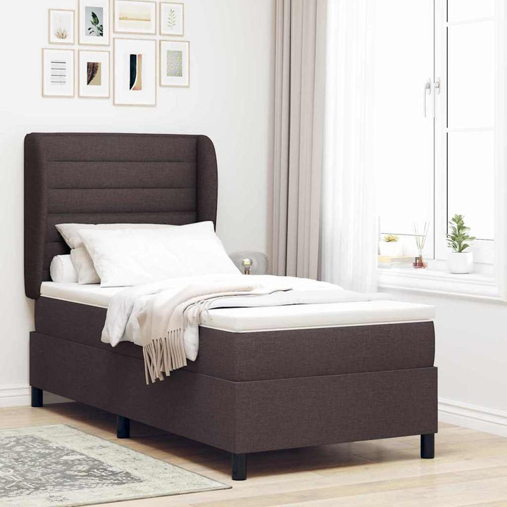 Box spring seng med madras Mørkebrun 90 x 190 cm Stof