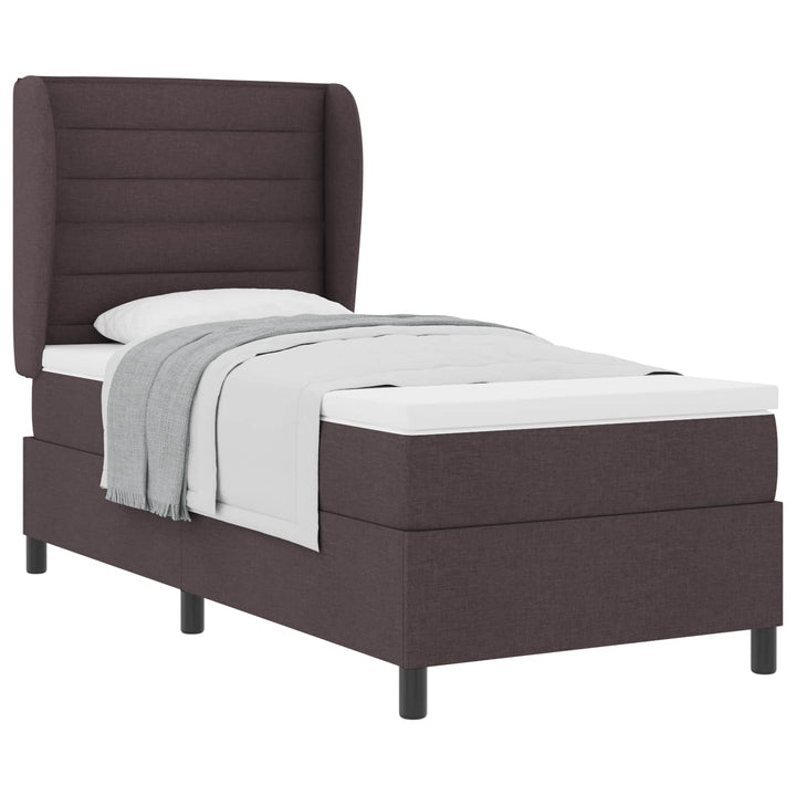 Box spring seng med madras Mørkebrun 90 x 190 cm Stof