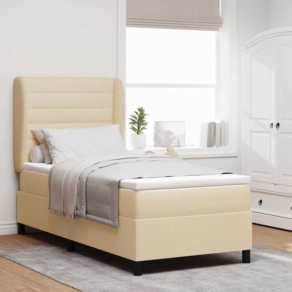 Box spring seng med madras Creme 90 x 190 cm Stof
