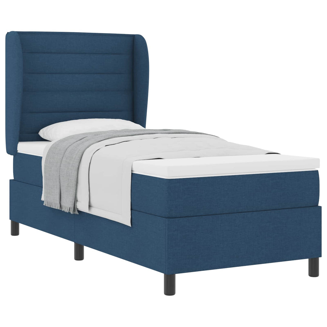 Box spring seng med madras med hovedgærde Blå 90 x 190 cm Stof