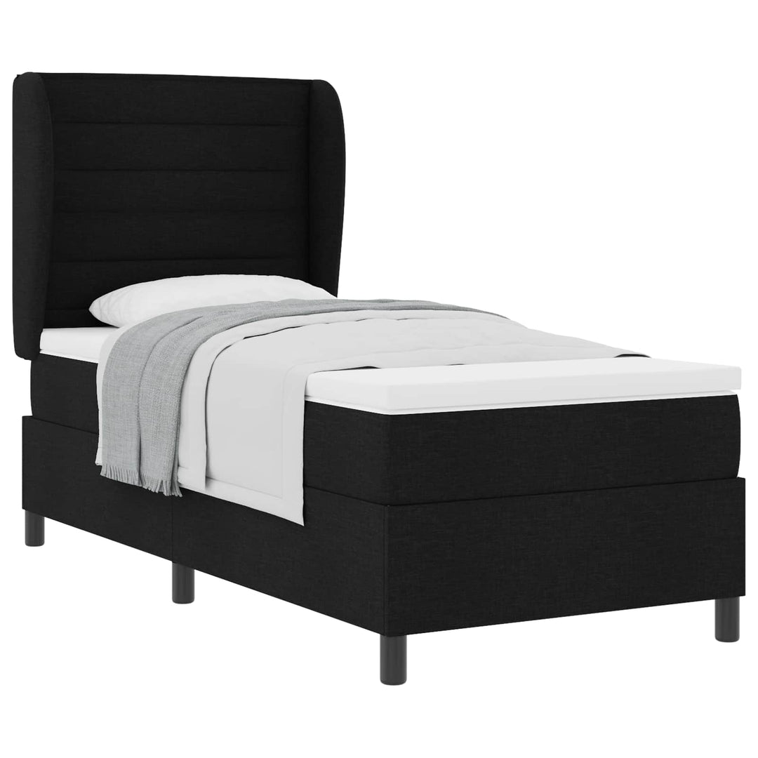 Box spring seng med madras med hovedgærde Sort 90 x 200 cm Stof