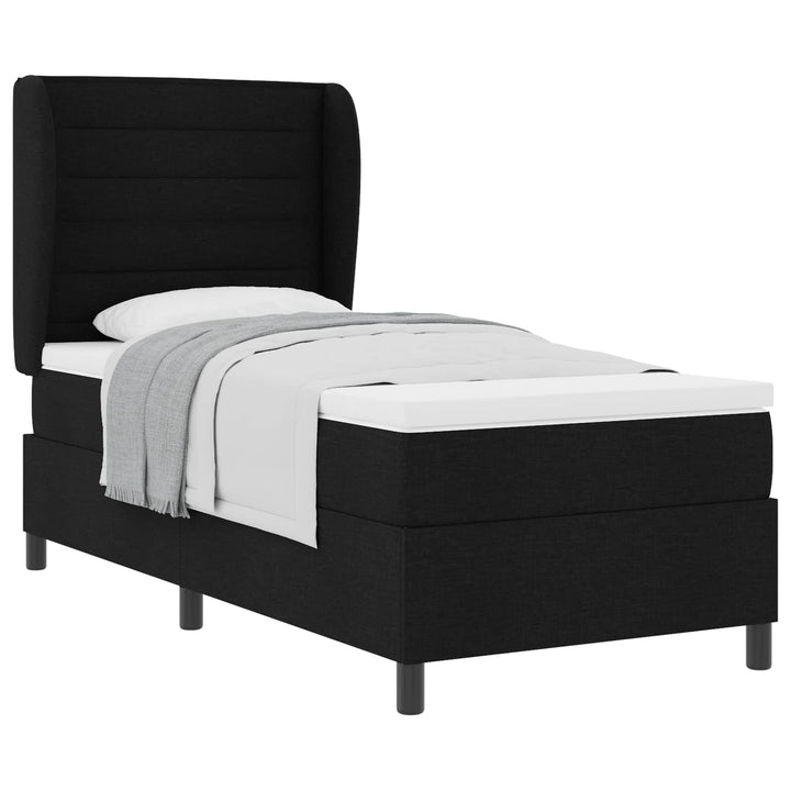 Box spring seng med madras med hovedgærde Sort 90 x 200 cm Stof