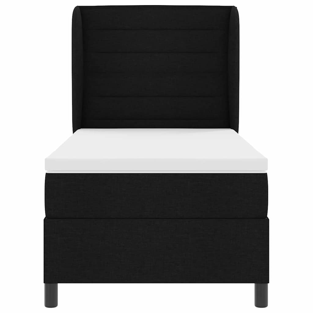 Box spring seng med madras med hovedgærde Sort 90 x 200 cm Stof