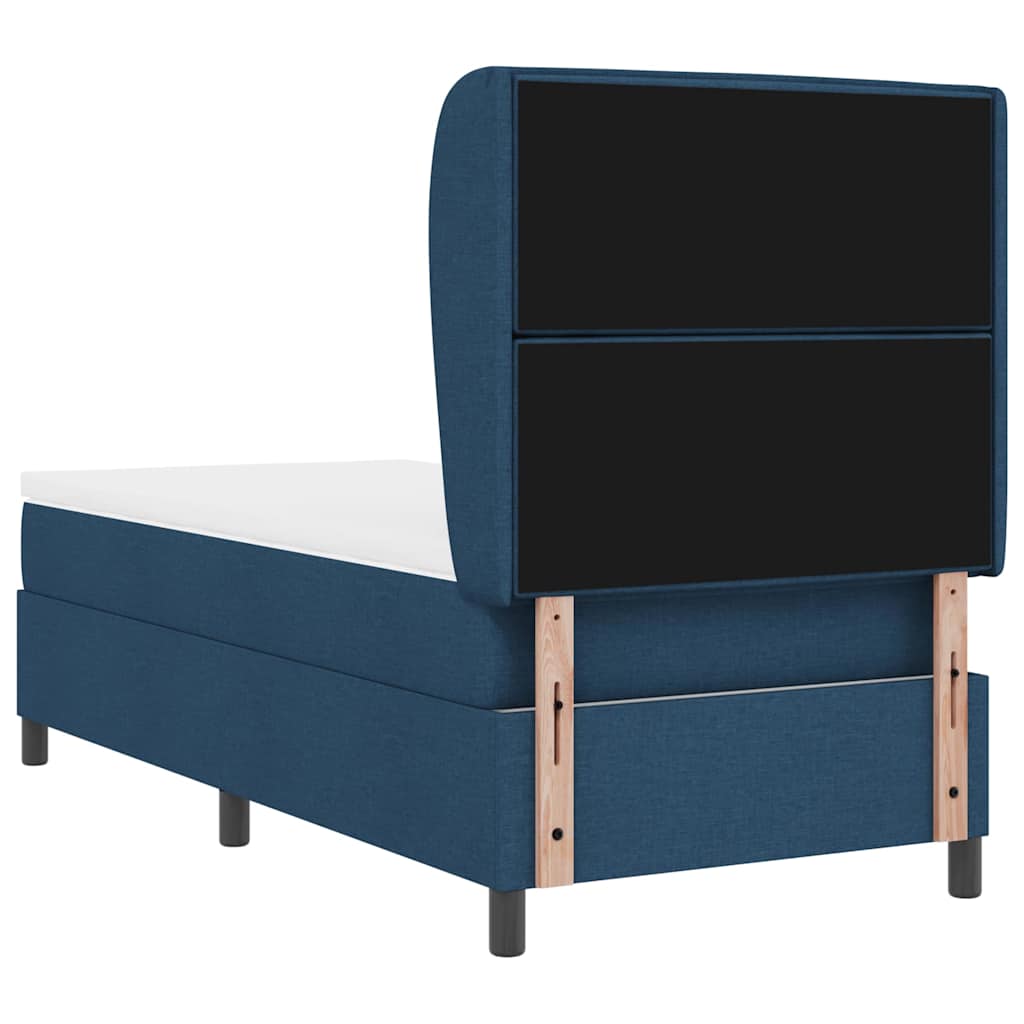 Box spring seng med madras med hovedgærde Blå 90 x 200 cm Stof