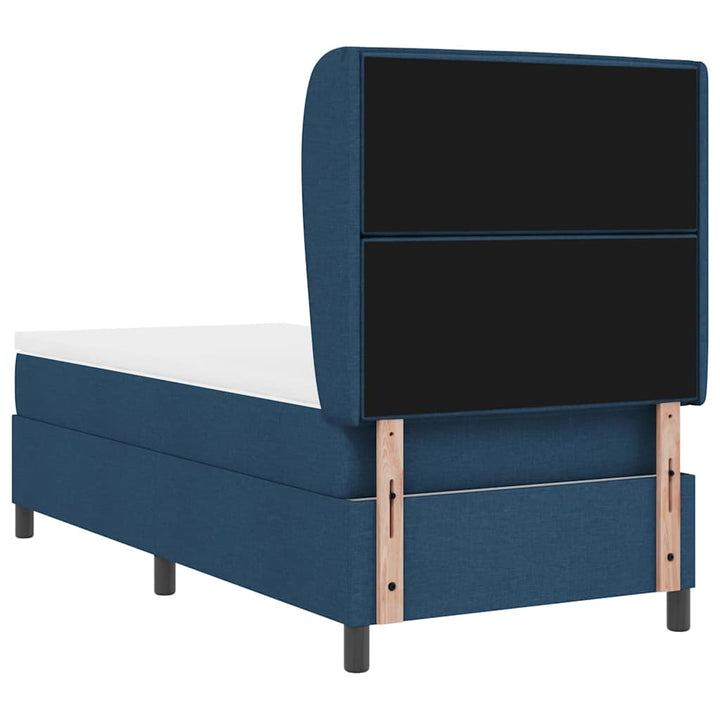 Box spring seng med madras med hovedgærde Blå 90 x 200 cm Stof