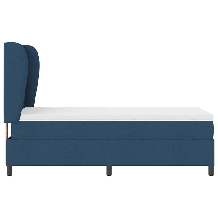 Box spring seng med madras med hovedgærde Blå 90 x 200 cm Stof