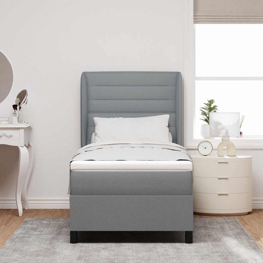 Box spring seng med madras Lysegrå 100 x 200 cm Stof