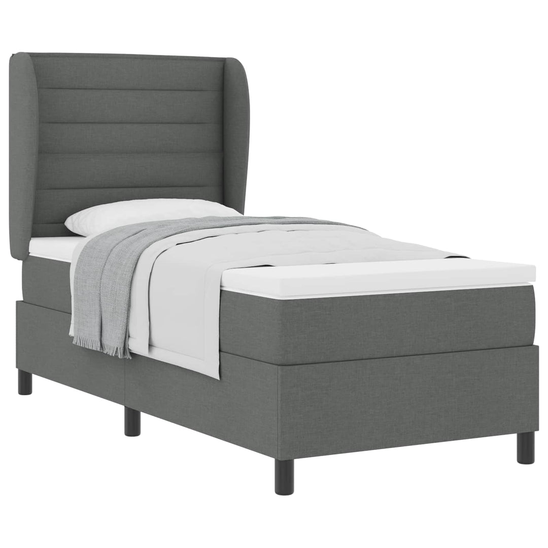 Box spring seng med madras Mørkegrå 100 x 200 cm Stof
