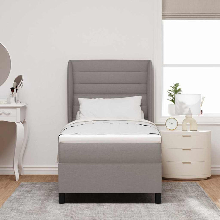 Box spring seng med madras Gråbrun 100 x 200 cm Stof