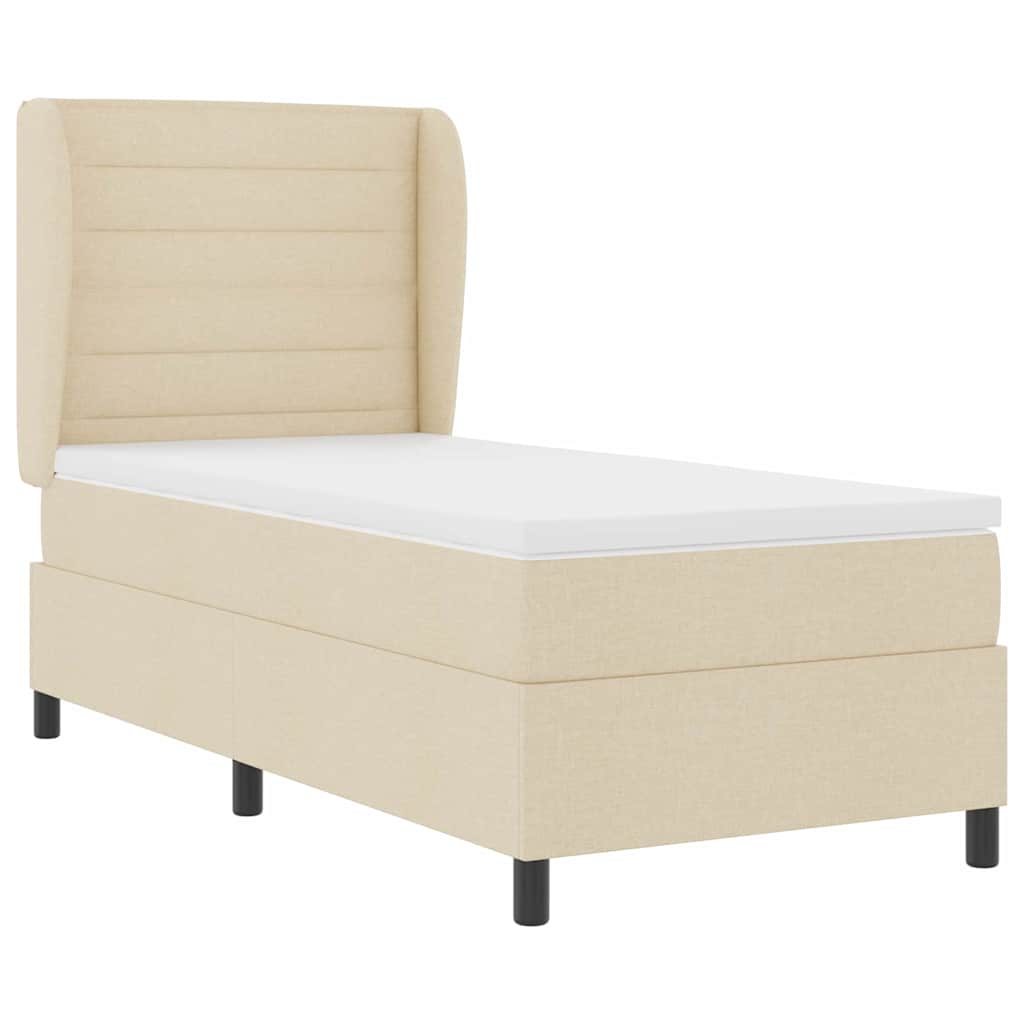 Box spring seng med madras Creme 100 x 200 cm Stof
