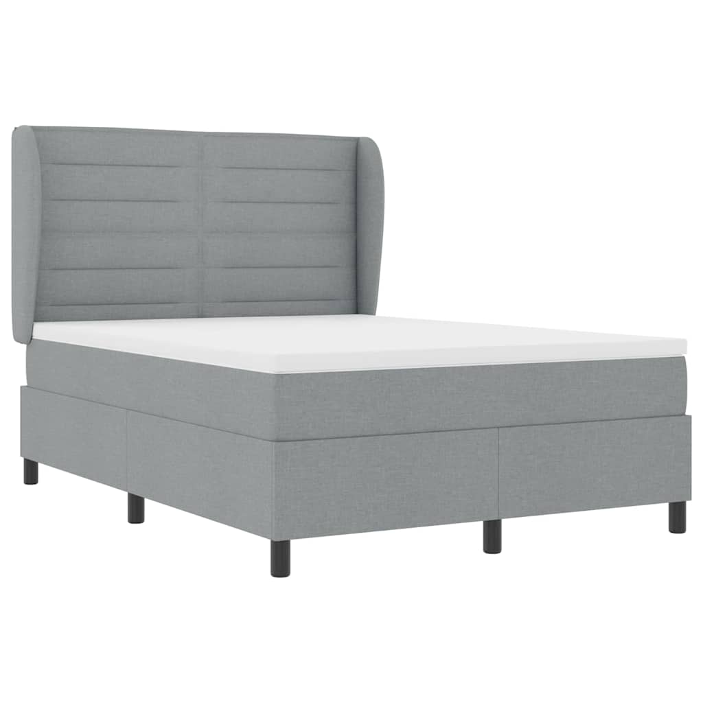 Box spring seng med madras Lysegrå 140 x 190 cm Stof