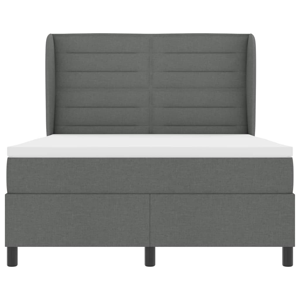Box spring seng med madras Mørkegrå 140 x 190 cm Stof