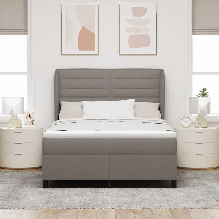 Box spring seng med madras Gråbrun 140 x 190 cm Stof