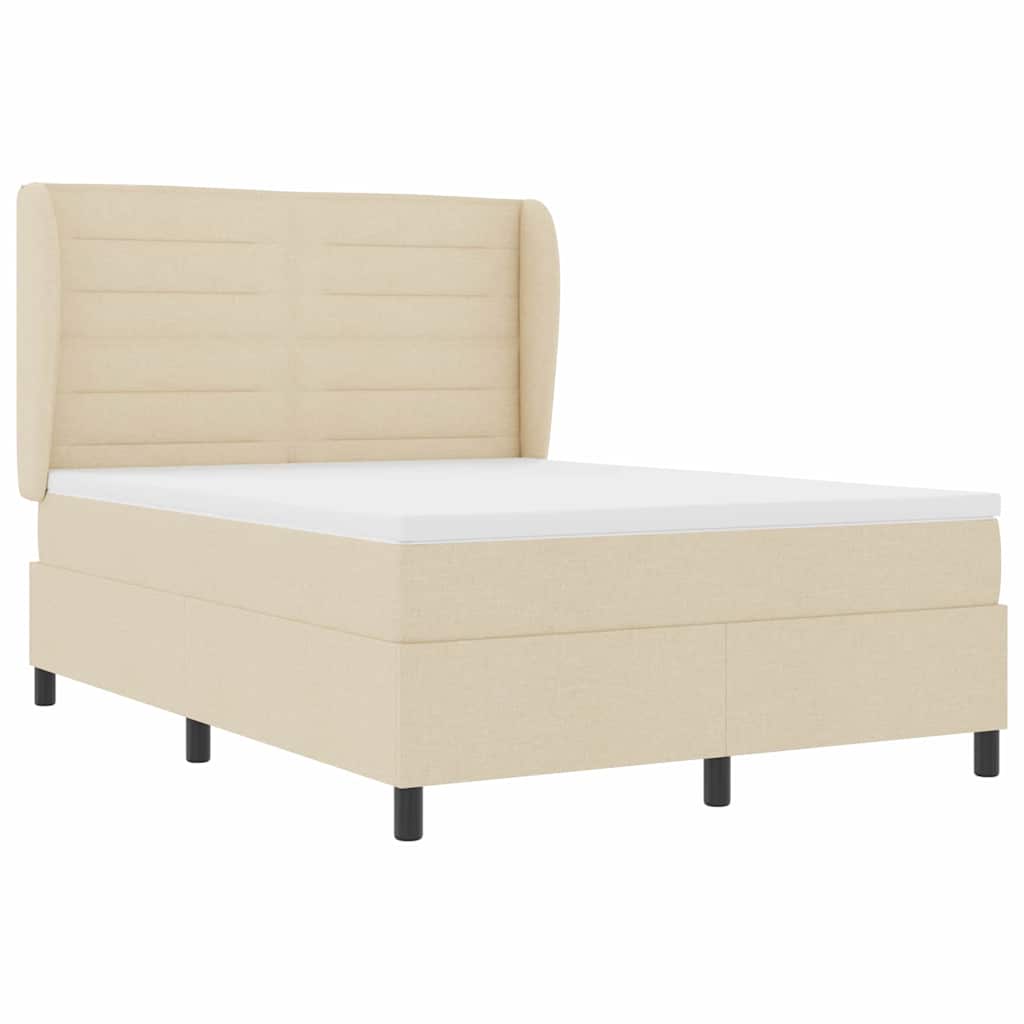 Box spring seng med madras Creme 140 x 190 cm Stof