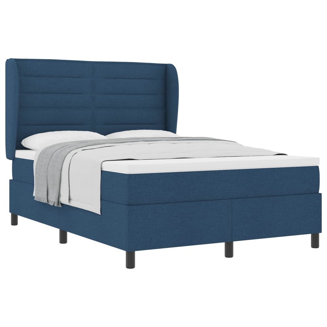 Box spring seng med madras med hovedgærde Blå 140 x 190 cm Stof