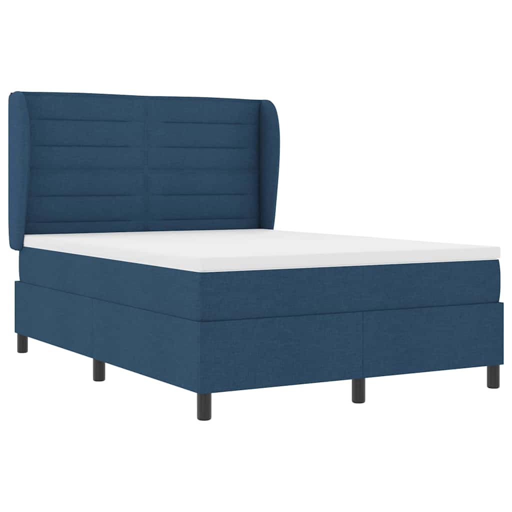 Box spring seng med madras med hovedgærde Blå 140 x 190 cm Stof