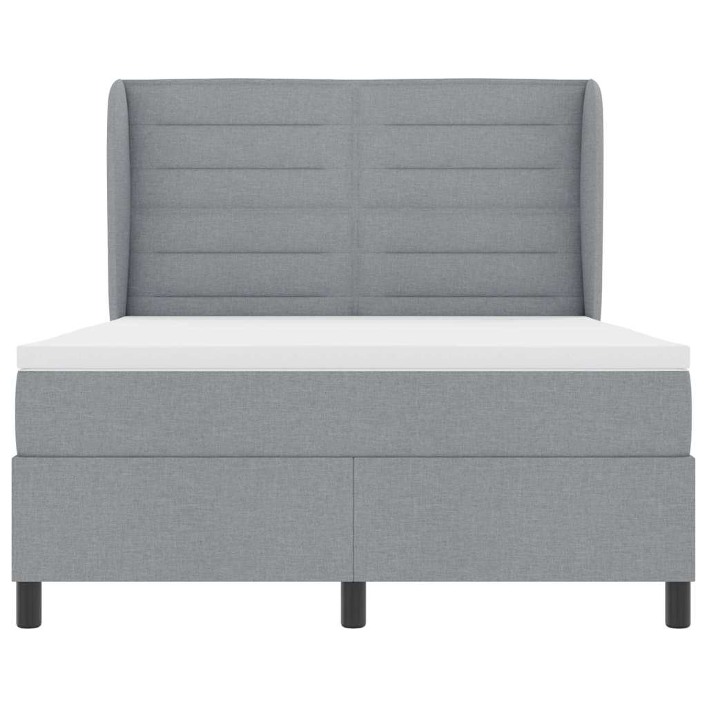 Box spring seng med madras Lysegrå 140 x 200 cm Stof