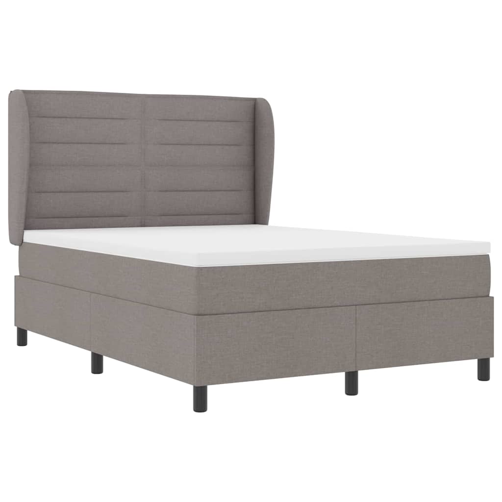 Box spring seng med madras Gråbrun 140 x 200 cm Stof