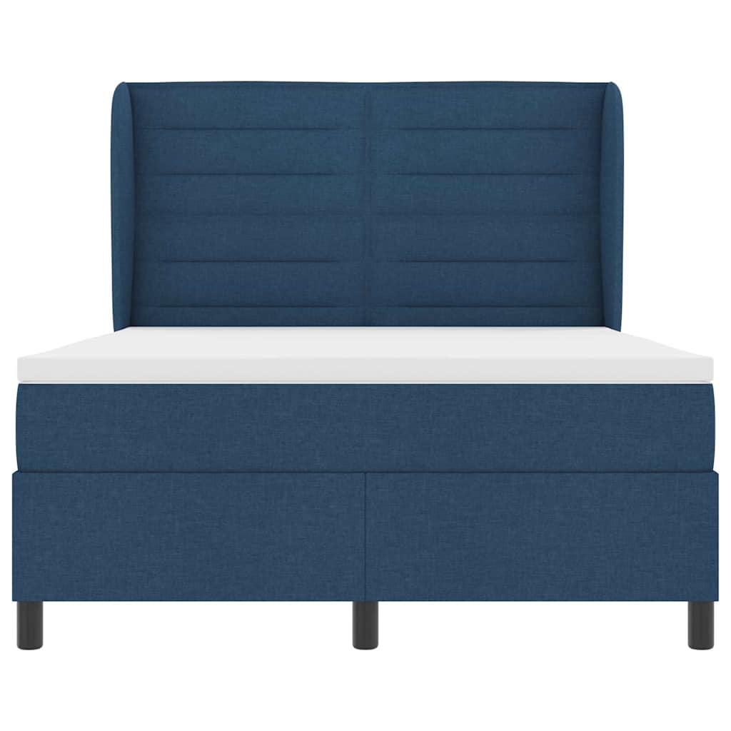 Box spring seng med madras med hovedgærde Blå 140 x 200 cm Stof