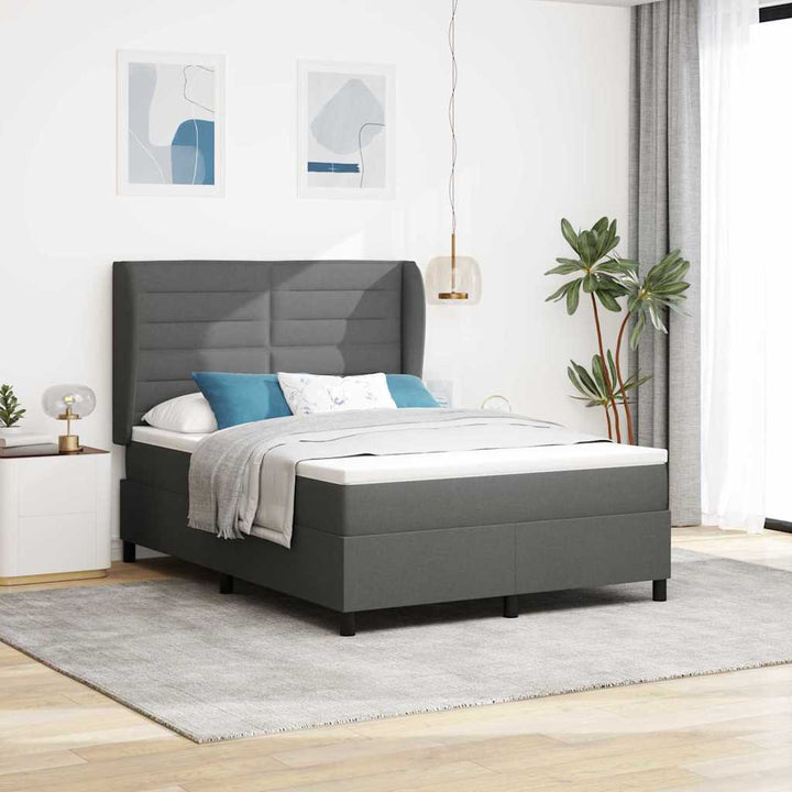 Box spring seng med madras Mørkegrå 160 x 200 cm Stof