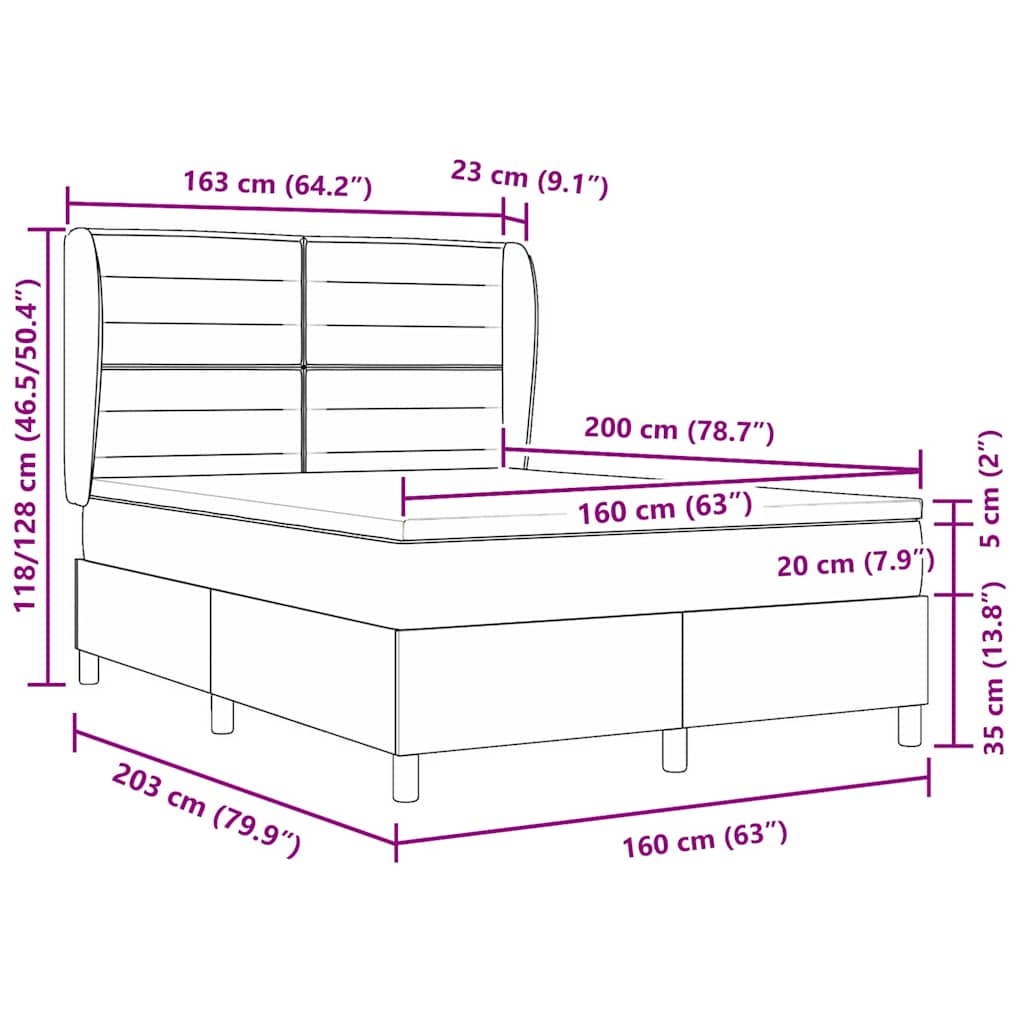 Box spring seng med madras Mørkebrun 160 x 200 cm Stof