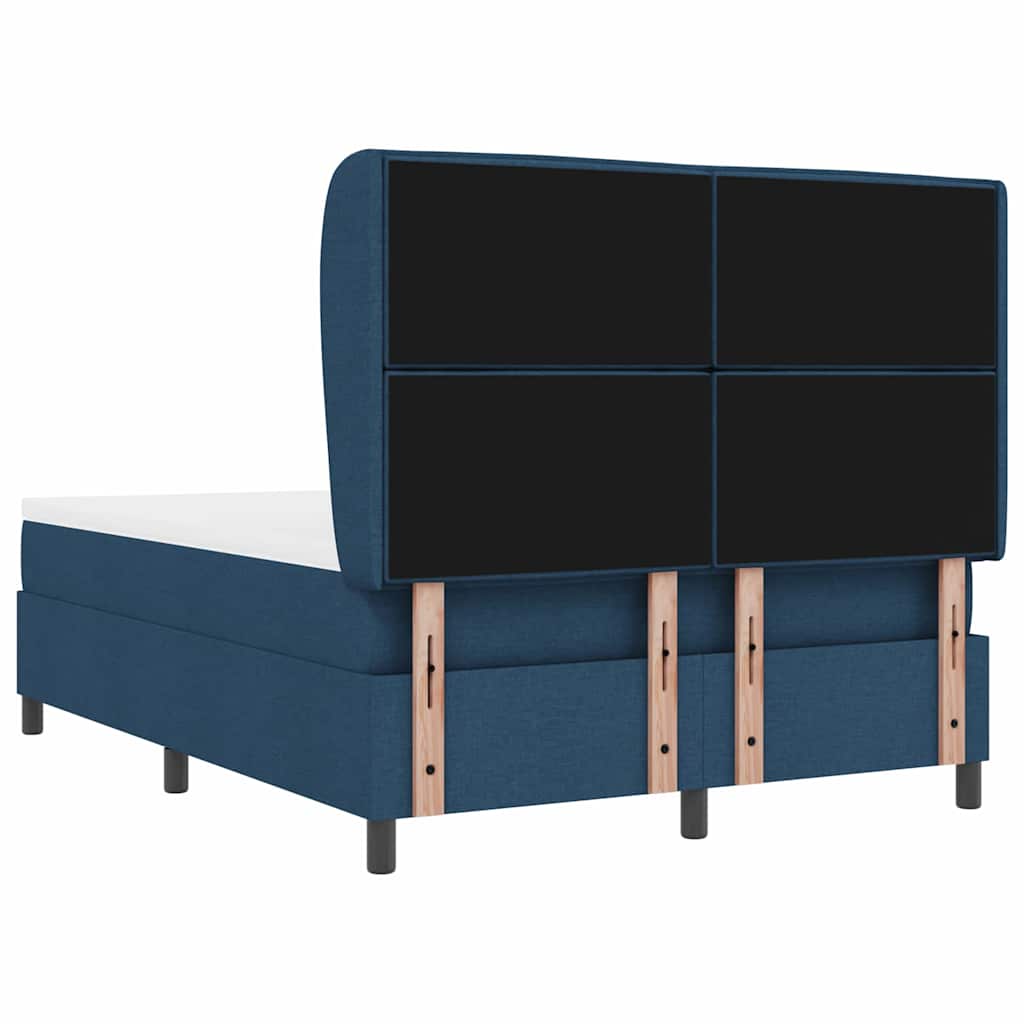 Box spring seng med madras med hovedgærde Blå 160 x 200 cm Stof