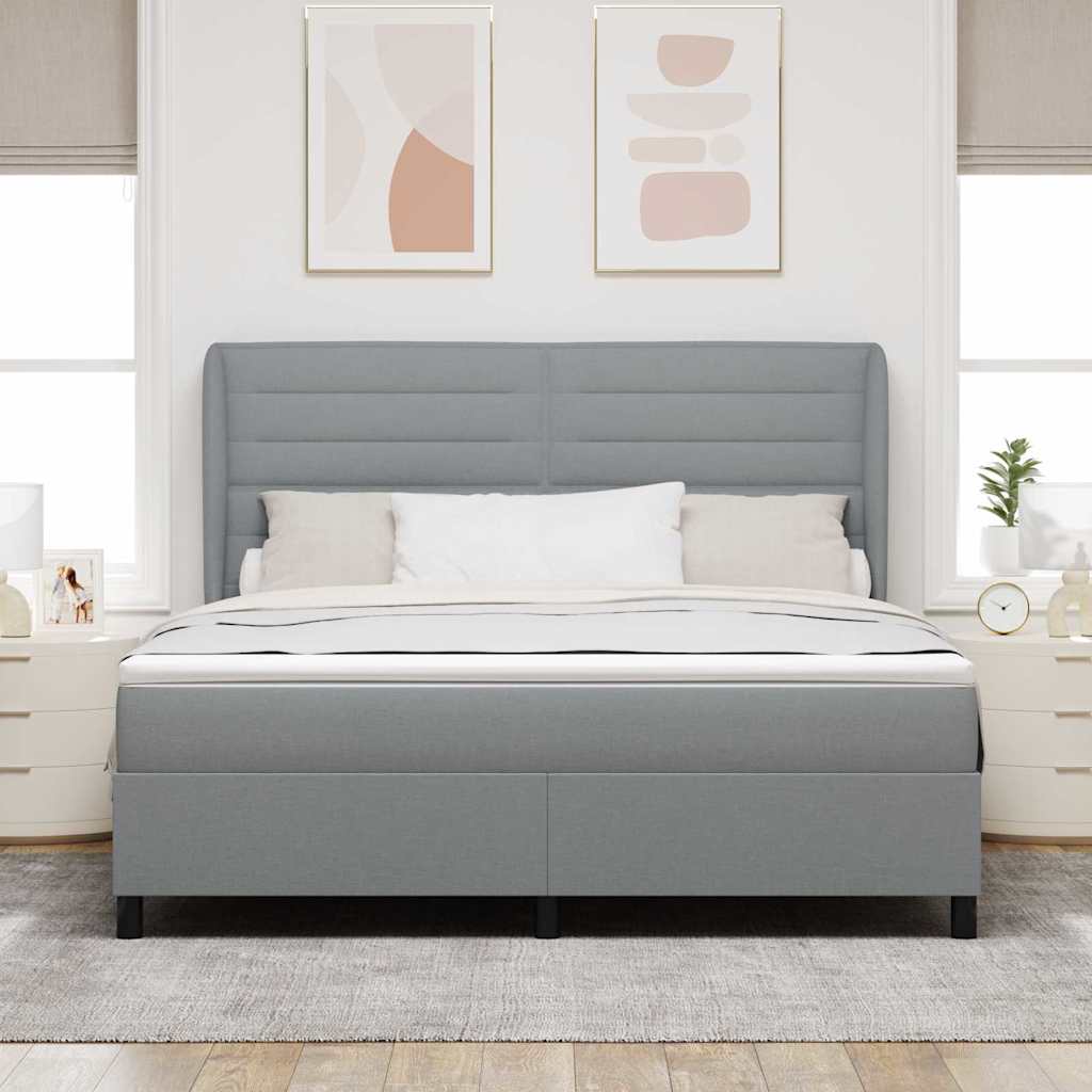 Box spring seng med madras Lysegrå 180 x 200 cm Stof