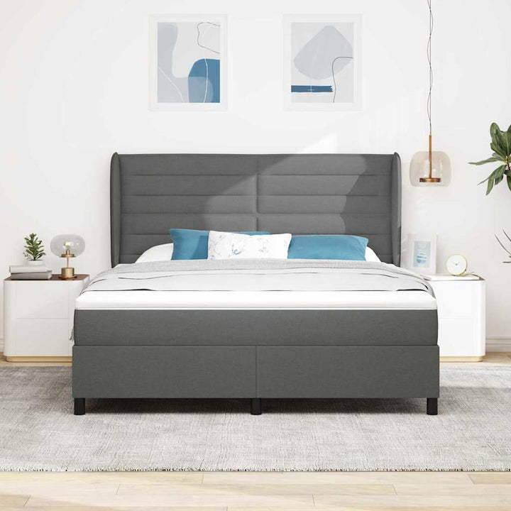 Box spring seng med madras Mørkegrå 180 x 200 cm Stof