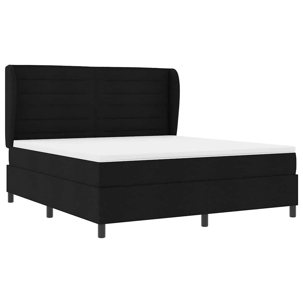 Box spring seng med madras Sort 180 x 200 cm Stof