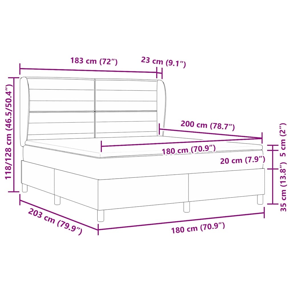 Box spring seng med madras Sort 180 x 200 cm Stof