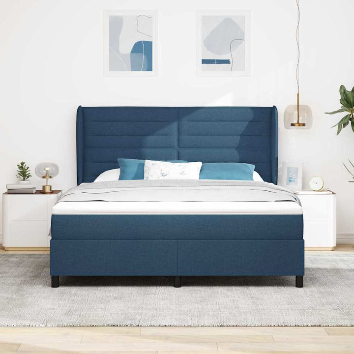 Box spring seng med madras med hovedgærde Blå 180 x 200 cm Stof