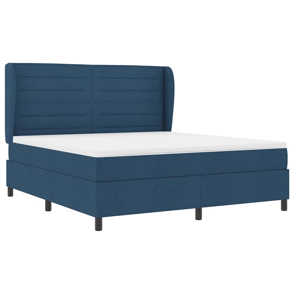 Box spring seng med madras med hovedgærde Blå 180 x 200 cm Stof