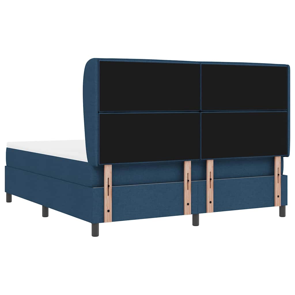 Box spring seng med madras med hovedgærde Blå 180 x 200 cm Stof