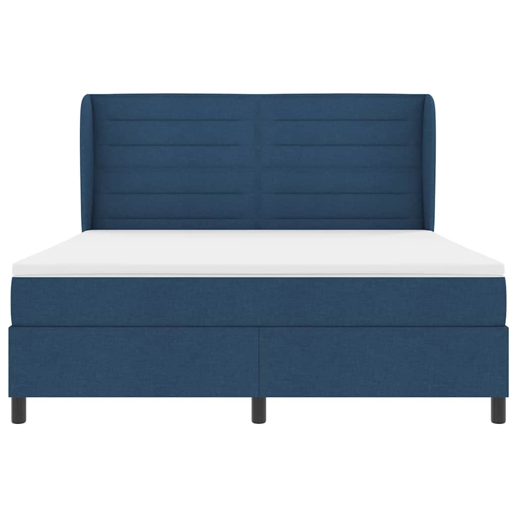 Box spring seng med madras med hovedgærde Blå 180 x 200 cm Stof