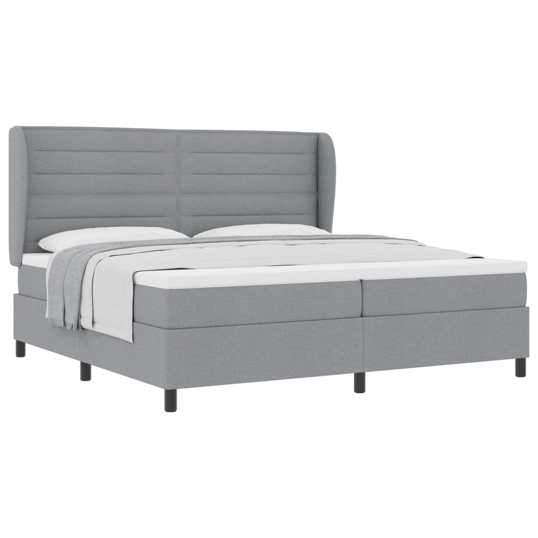 Box spring seng med madras Lysegrå 200 x 200 cm Stof