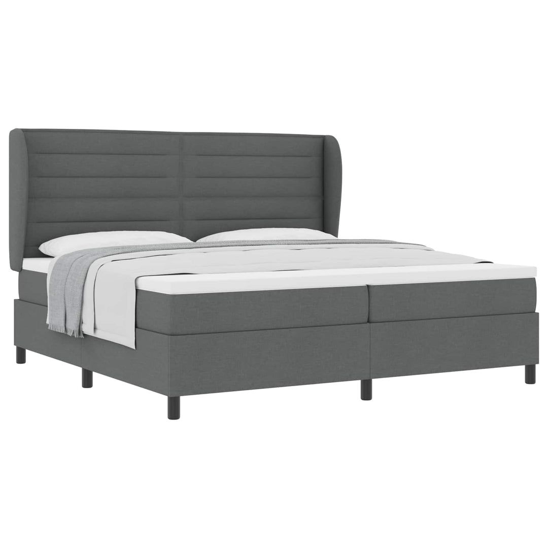 Box spring seng med madras Mørkegrå 200 x 200 cm Stof