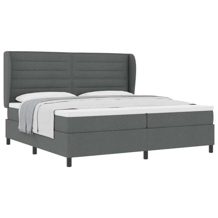 Box spring seng med madras Mørkegrå 200 x 200 cm Stof