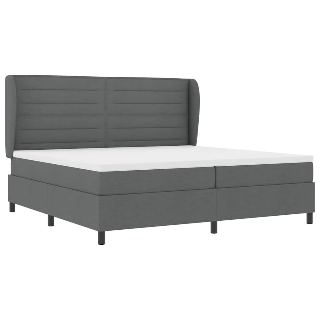 Box spring seng med madras Mørkegrå 200 x 200 cm Stof