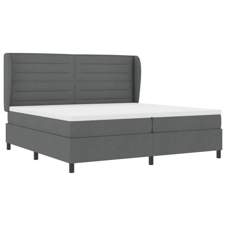 Box spring seng med madras Mørkegrå 200 x 200 cm Stof