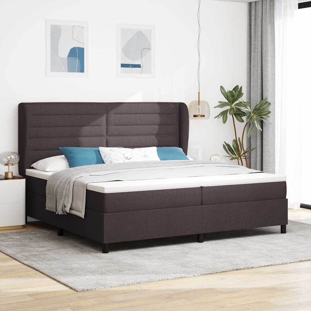 Box spring seng med madras Mørkebrun 200 x 200 cm Stof