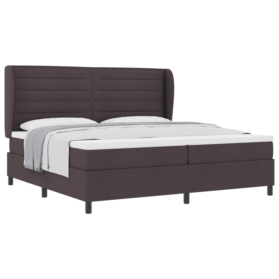 Box spring seng med madras Mørkebrun 200 x 200 cm Stof