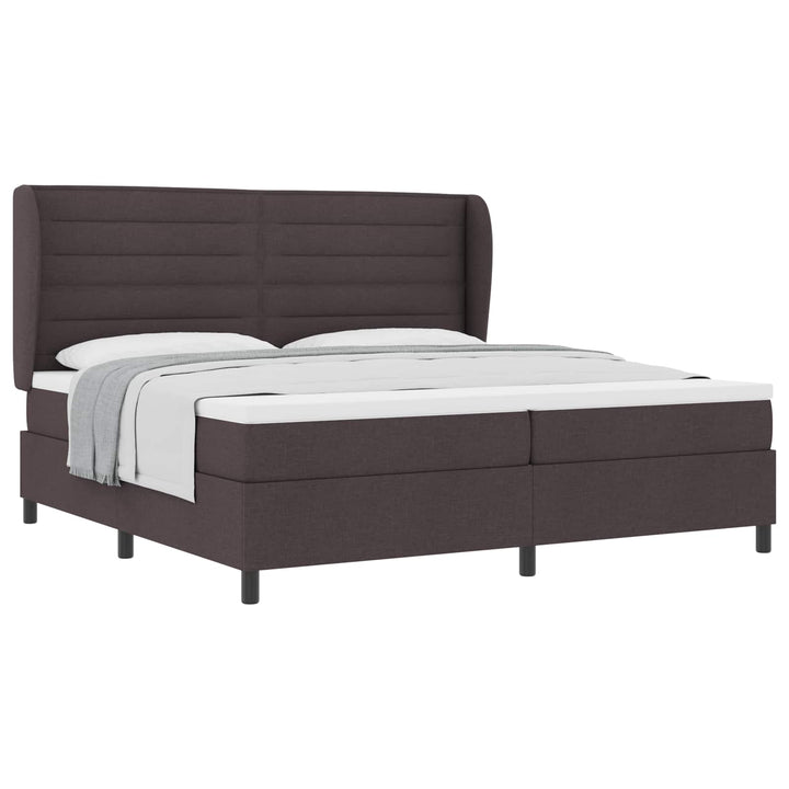 Box spring seng med madras Mørkebrun 200 x 200 cm Stof