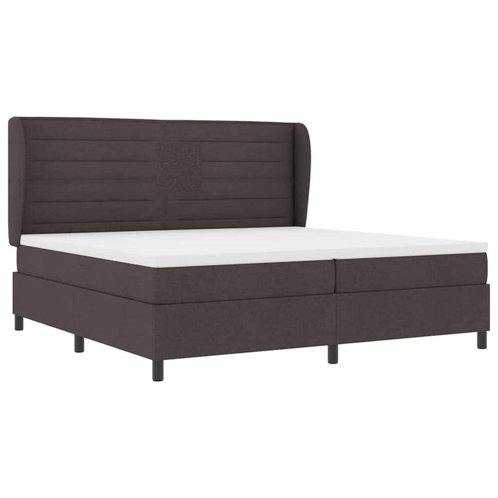 Box spring seng med madras Mørkebrun 200 x 200 cm Stof